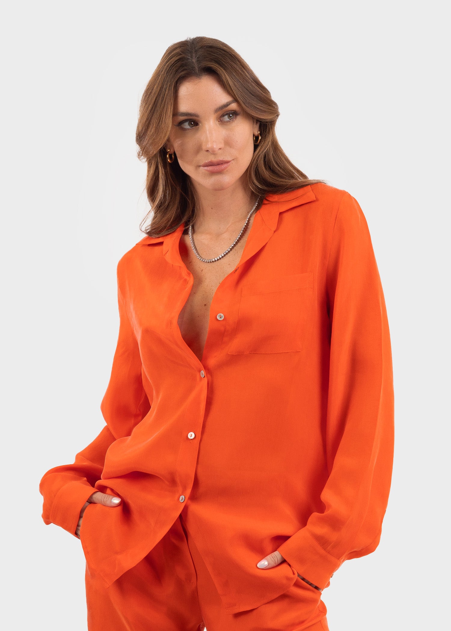 Tangerine Hera Button Down Shirt-niLuu