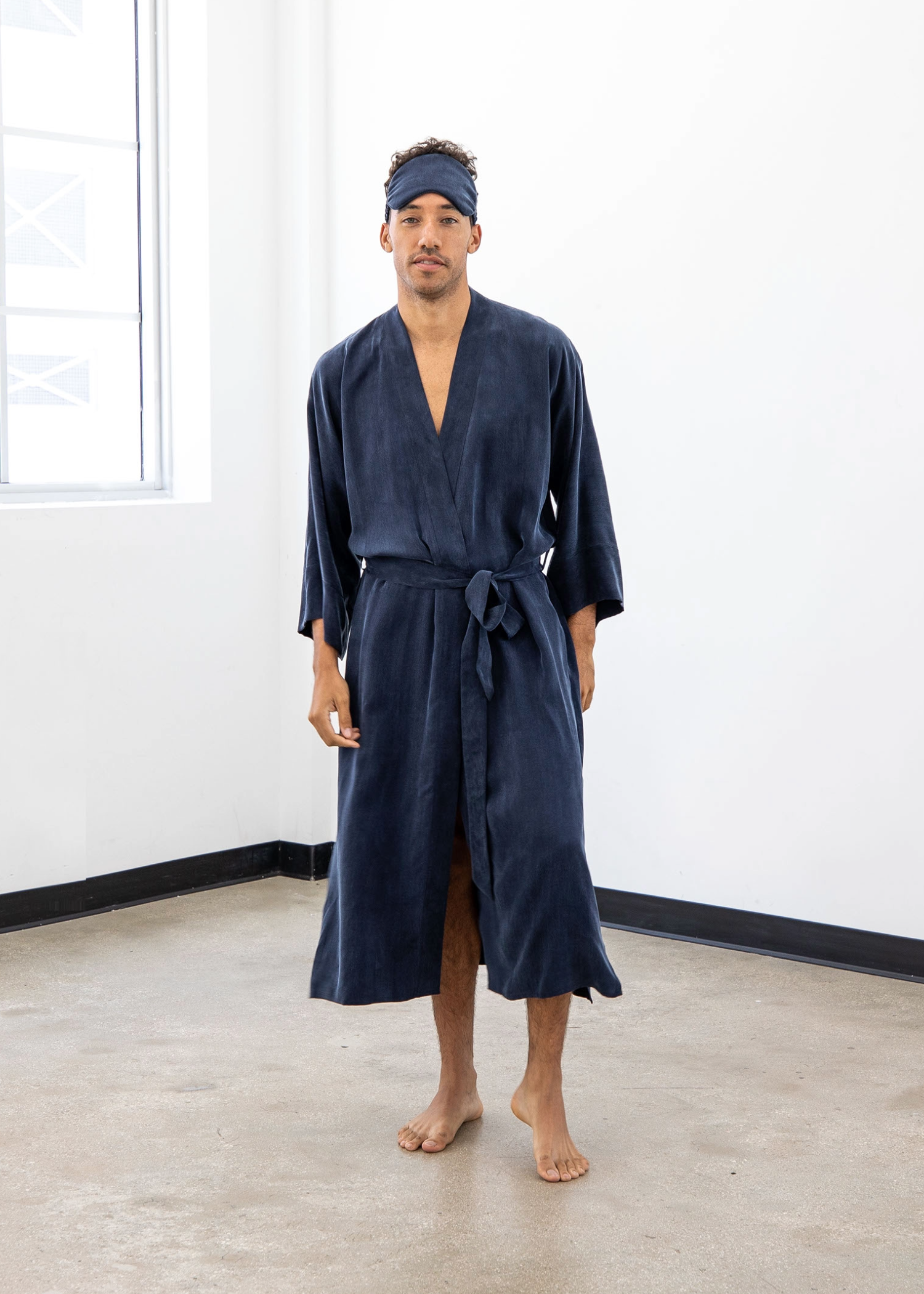 Midnight Blue Sleep Mask + Men Kimono Robe