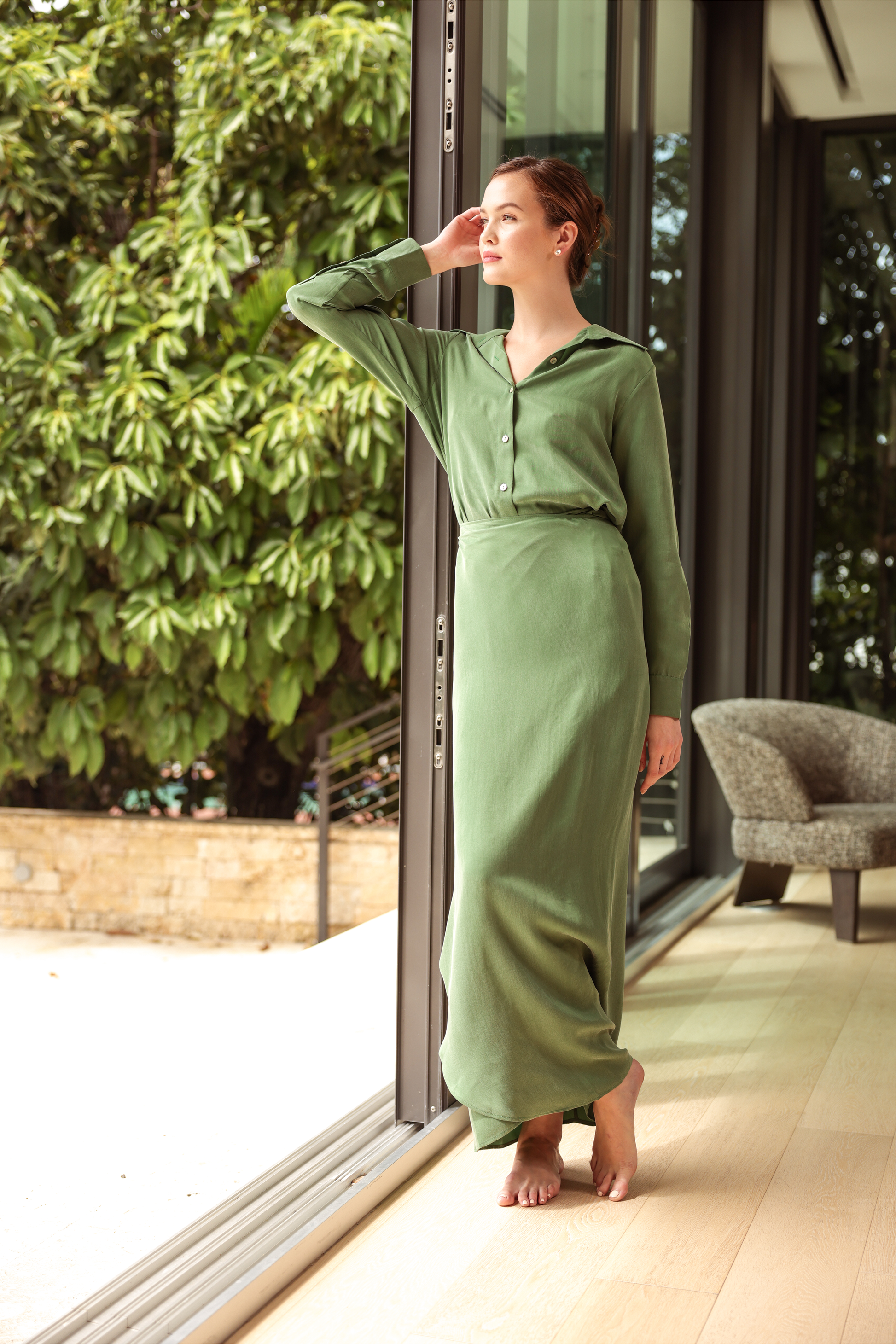 Moss AquaFlora Shirt Wrap Dress-niLuu