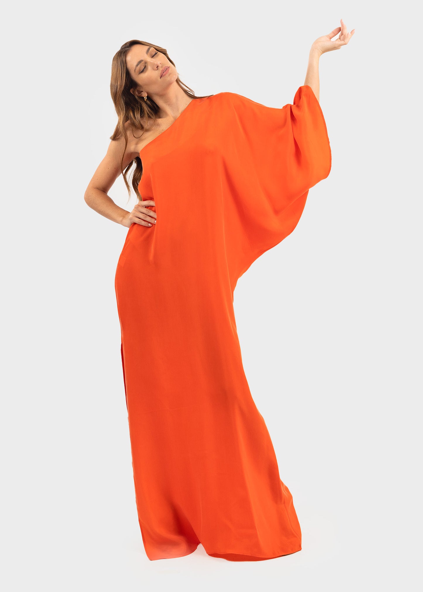Tangerine Hera One Shoulder Maxi Dress-niLuu