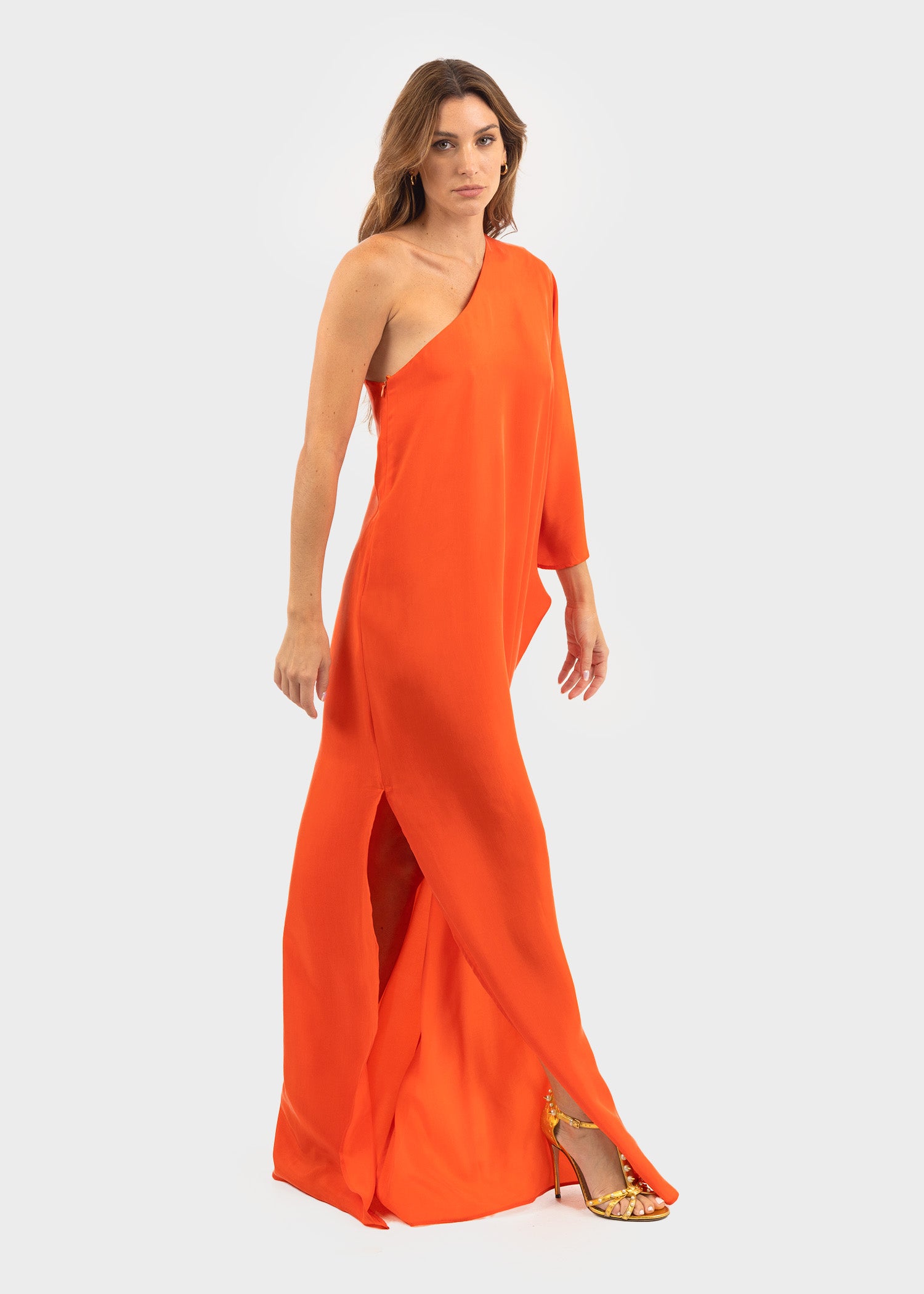 Tangerine Hera One Shoulder Maxi Dress-niLuu