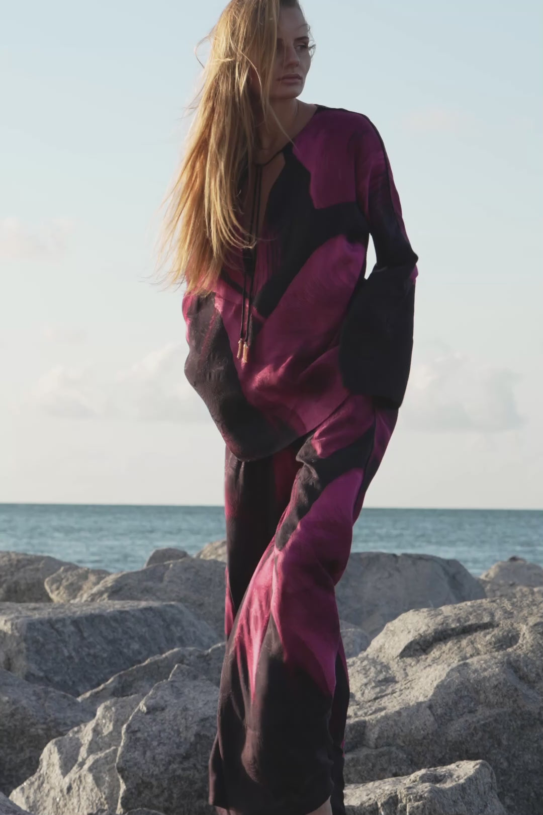 トップス TOILE DE JOUY ORGANDY SHIRRING TUNIC Sophia Tunic Top | Sustainable Vegan Silk | Calypso by niLuu