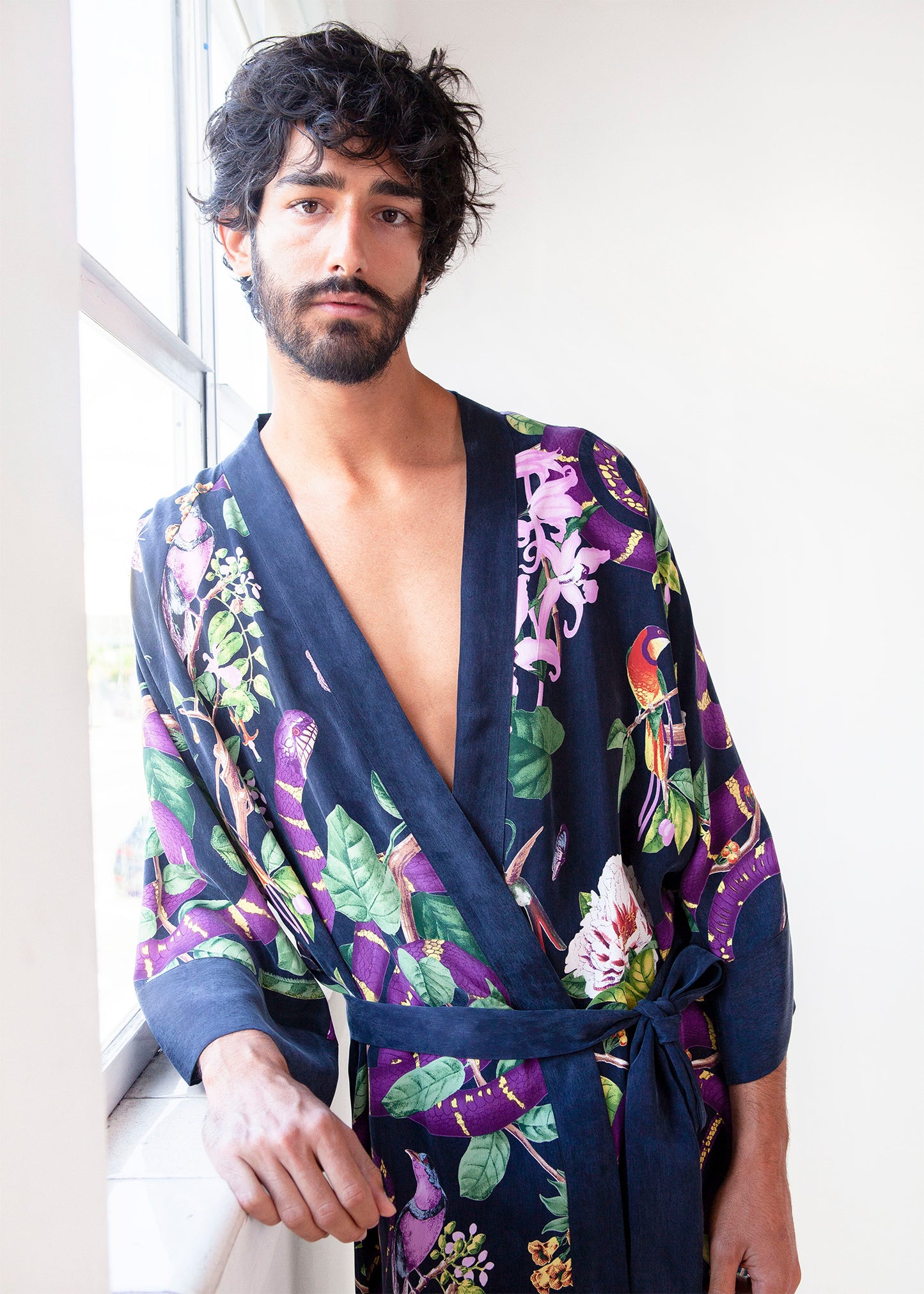 Silk Mens Kimono Robe Boheme Dressing Gown for Man Luxury -  Israel